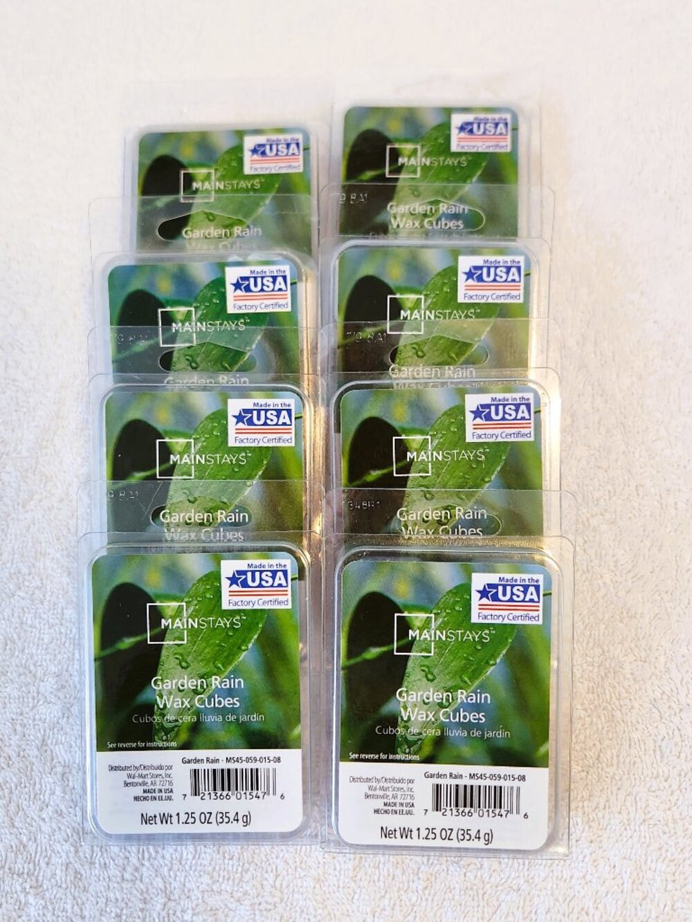 Mainstays Garden Rain Wax Cubes Wax Melts Lot of 8 Discontinued New Sealed